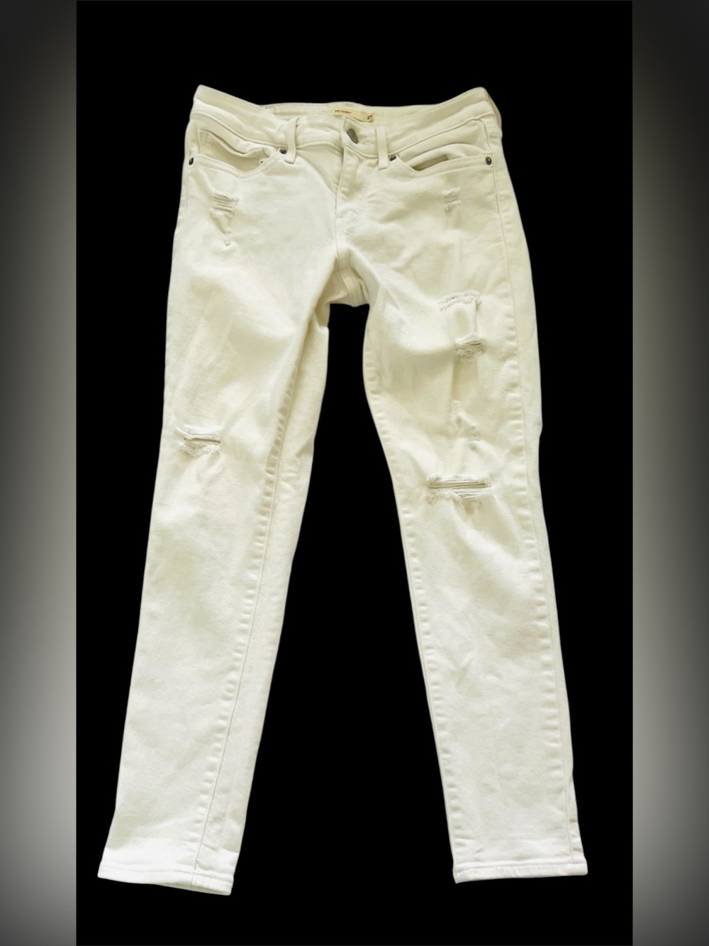 Levis Jeans Women’s 27 X 28 White The Skinny Distressed Mid Rise Stretch Denim